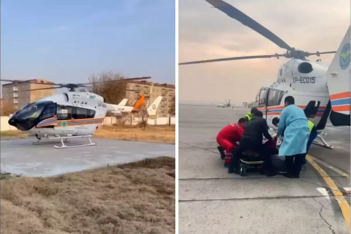 Выжившего в страшном пожаре с 12 погибшими в Алгабасе доставили вертолетом в Шымкент