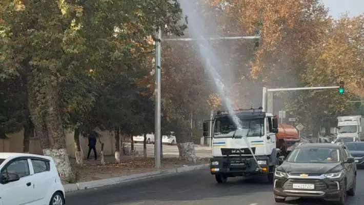Из-за загрязнения воздуха в Ташкенте включили фонтаны и начали полив улиц