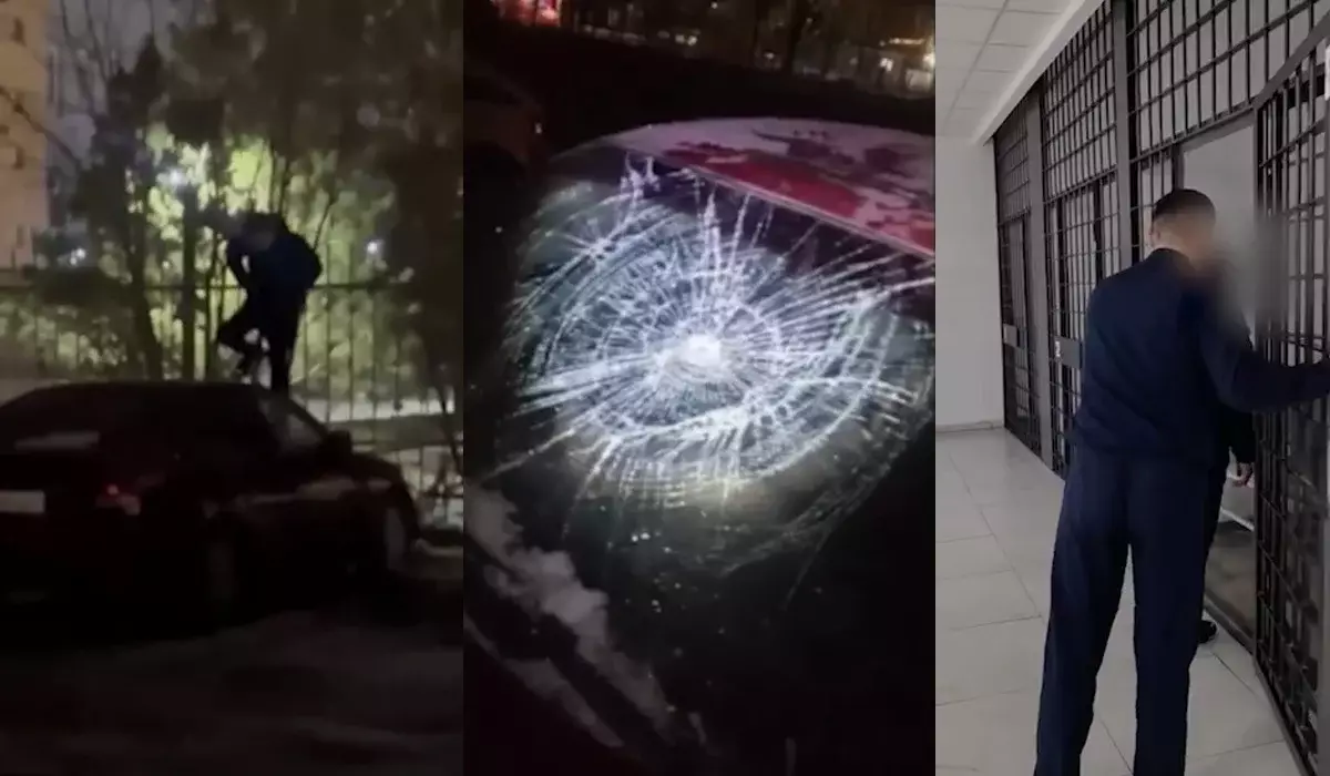 20-летний парень прыгал на капоте чужой машины в Астане (ВИДЕО)