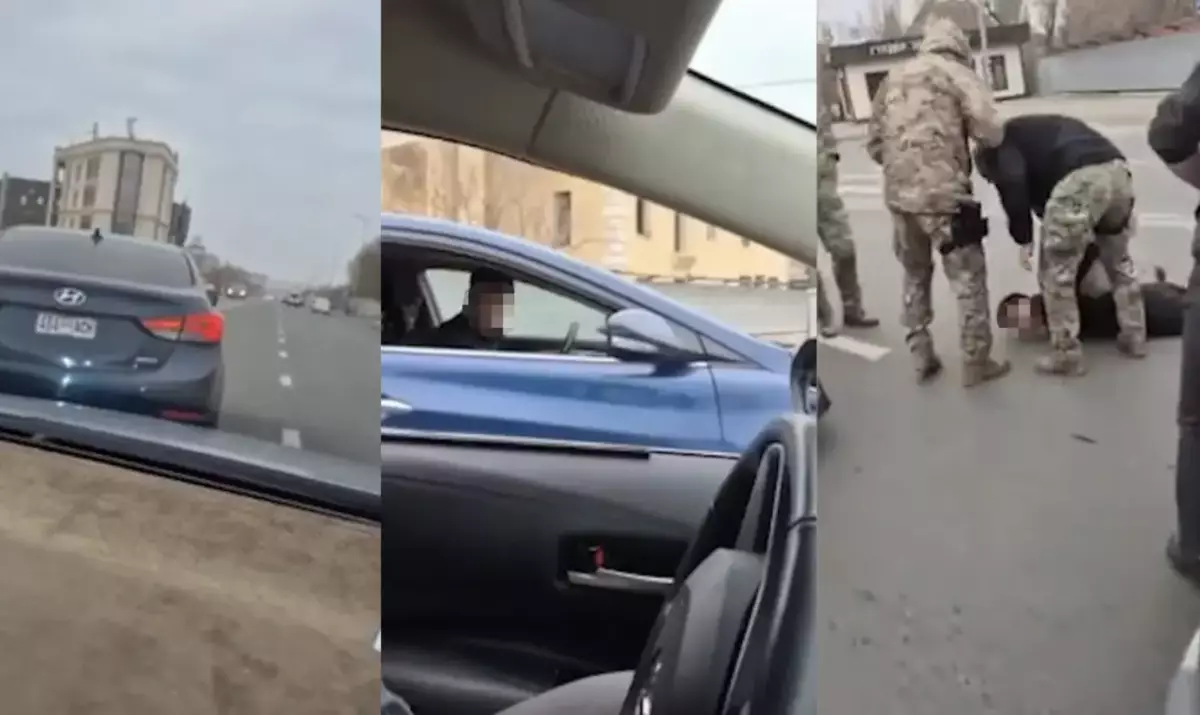 Атырауда екі жүргізуші көшенің қақ ортасында төбелесті (ВИДЕО)