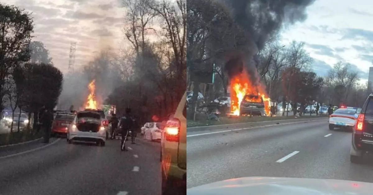  Массовое ДТП произошло на Аль-Фараби в Алматы: загорелся автомобиль 