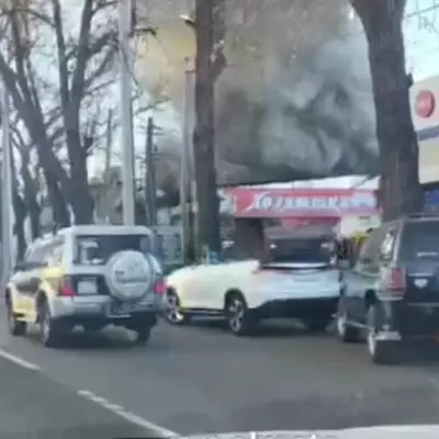 В Алматы произошёл сильный пожар в магазине и СТО (видео)