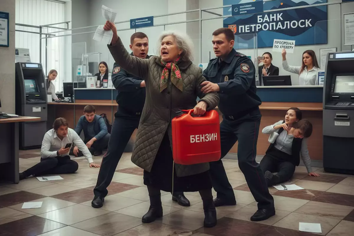 Пенсионерка с бензином устроила скандал в банке из‑за просрочки по кредиту в Петропавловске