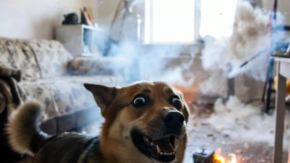 Собака устроила в квартире взрыв, пока хозяина не было: видео