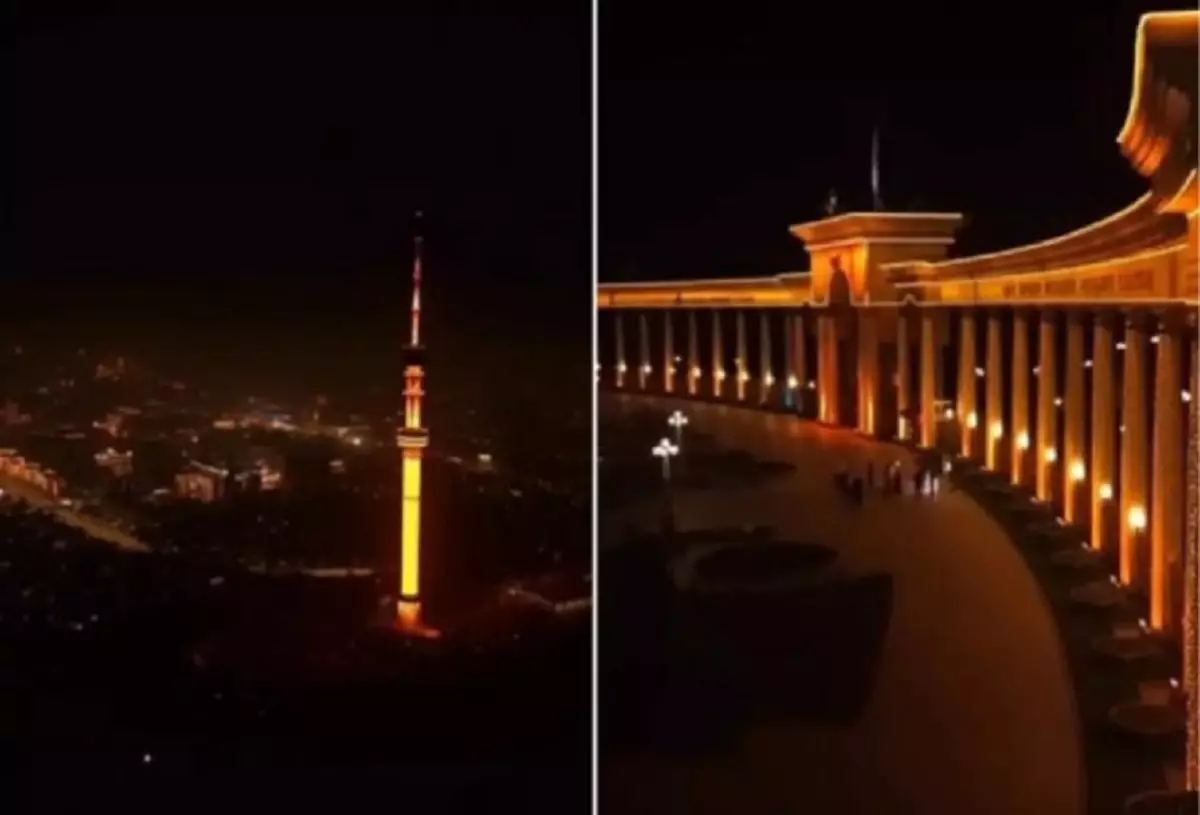 Алматыдағы Көктөбе телемұнарасы мен қаланың өзге де маңызды нысандары қызғылт сары түске көмкерілді