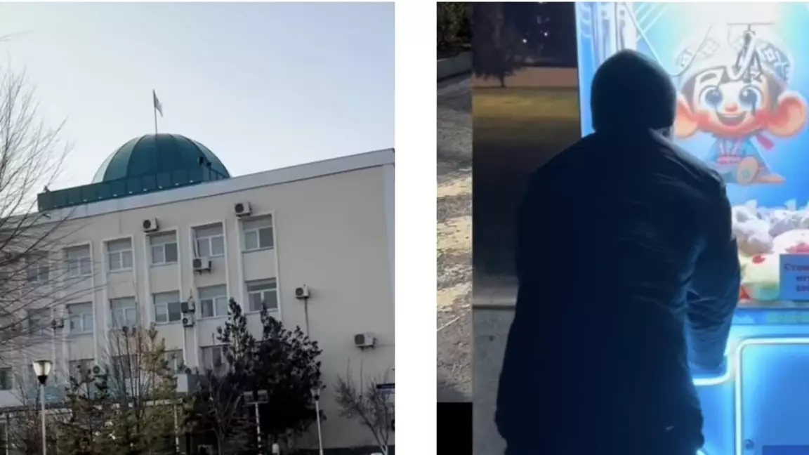 Атырау қаласы әкімдігінің алдында заңсыз ойын автоматтары жұмыс істеп тұр