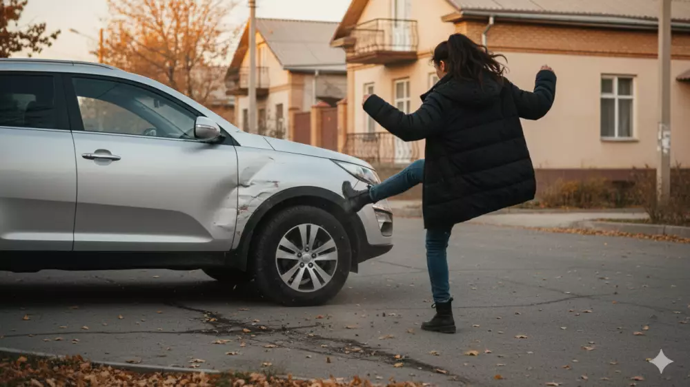 Казахстанка выместила обиду на автомобиле парня