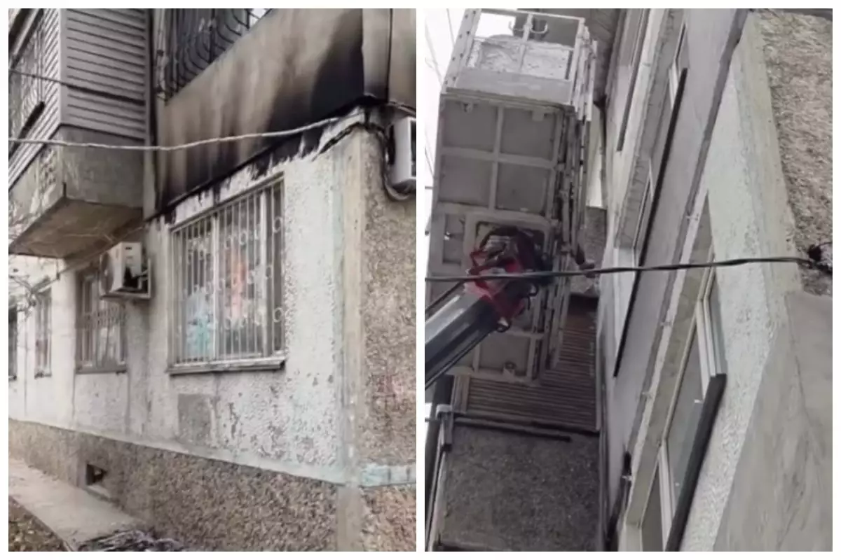 Алматыда тұрғын үй ғимаратының қасбетінде декоративтік жарықтандыру сымдары өртенді