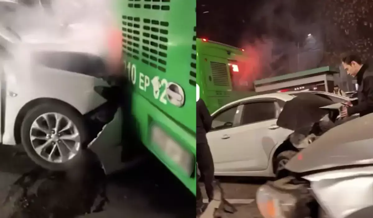 Алматыда автобус пен бірнеше көлік соқтығысып, жасөспірім зардап шекті