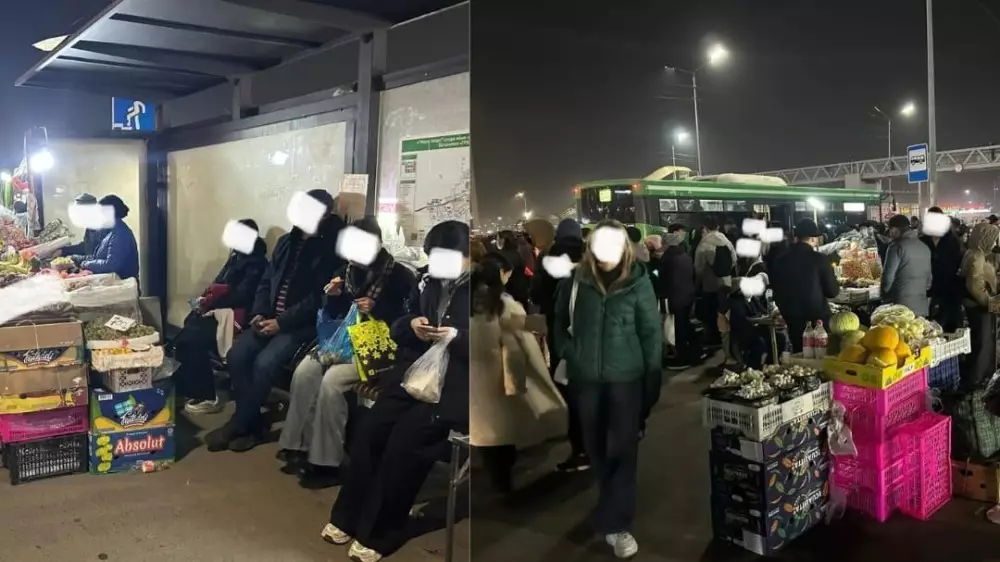 Стихийный рынок на остановке вызвал вопросы у алматинцев