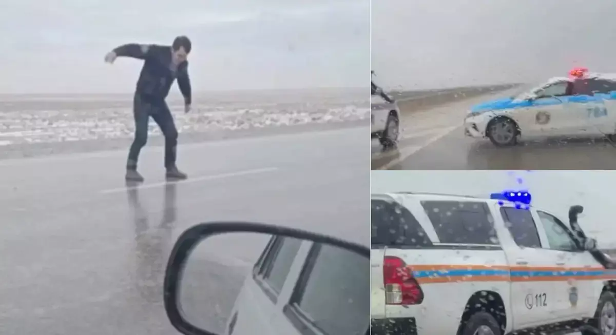 Гололед парализовал Мангистау: машины переворачиваются, трассы парализованы (ВИДЕО)