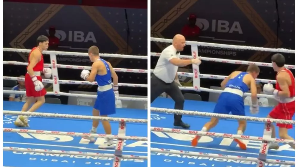 Казахстанский боксёр красиво нокаутировал соперника в четвертьфинале чемпионата мира в Дубае