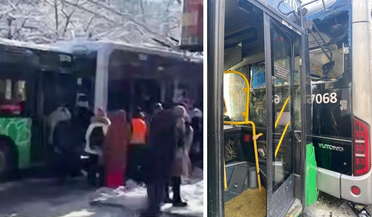 Автобус врезался в троллейбус в Алматы: пострадала пассажирка (ВИДЕО)