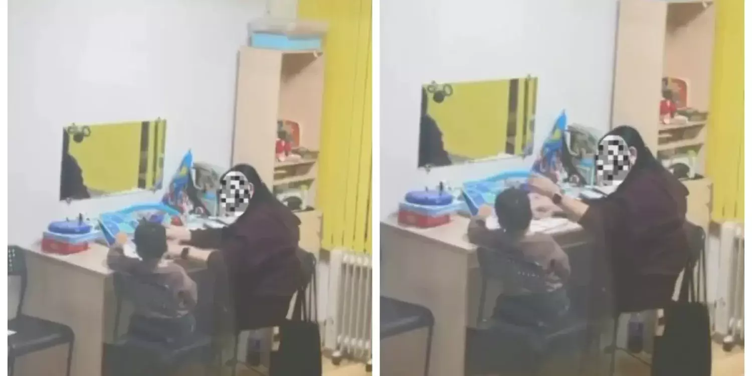 Қарағандыда логопед сабақ кезінде баланы ұрып жіберген (видео)