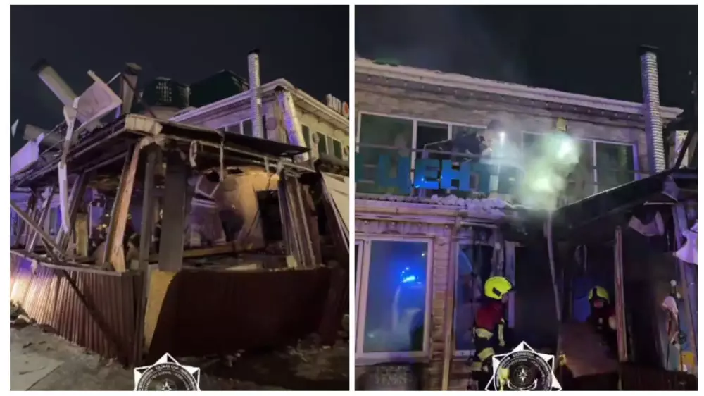Здание тандырной в Астане разрушилось после пожара и взрыва: есть пострадавшие