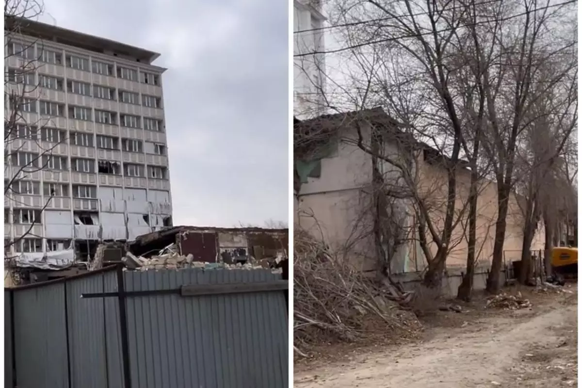 Гостиницу «Ак Жайык» в Атырау сносят, не объясняя риски для соседних домов