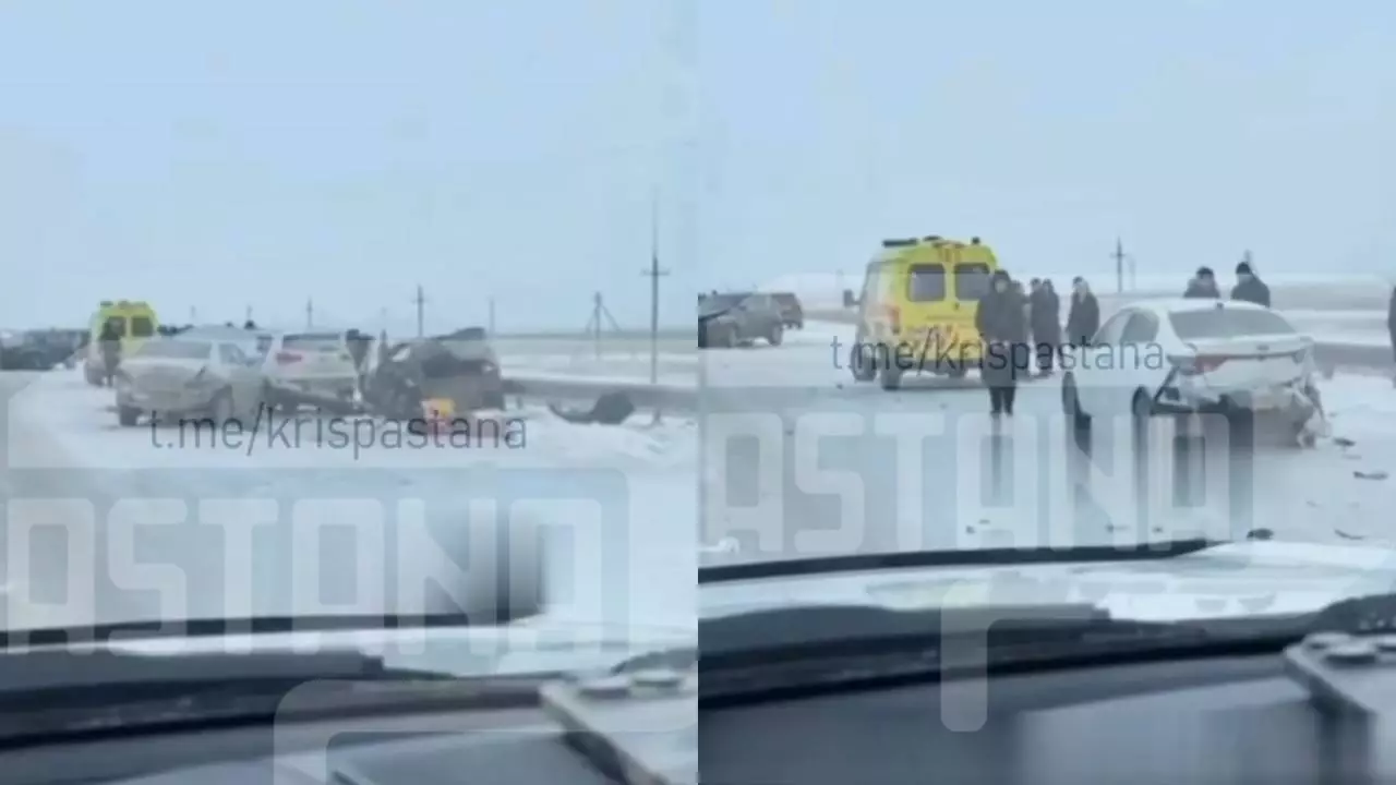 Астана маңында жеті көлік соқтығысты: 1 адам қаза тапты (ВИДЕО) 