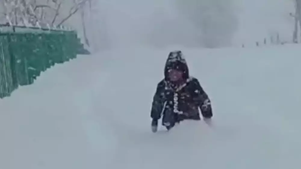 Мальчика, который шел в школу через метровые сугробы, позвали на президентскую елку в Кыргызстане