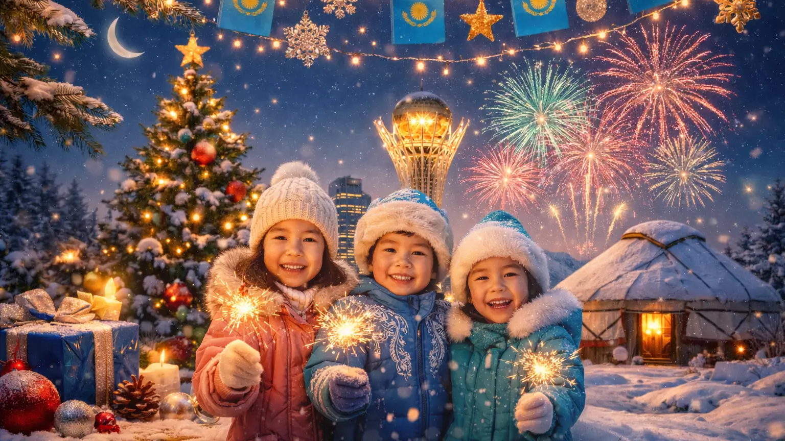 Оқушыларға арналған жаңа жылдық өлең-жырлар мен ақ бата