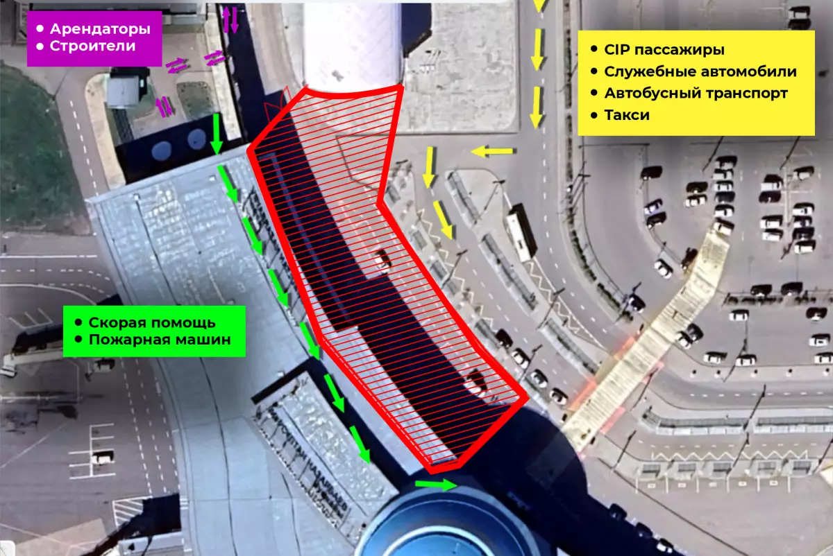 В аэропорту Астаны построят переходную галерею к станции LRT "Әуежай"
