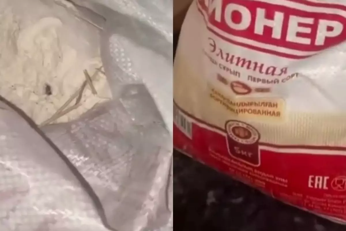 Таразда “Бірінші сорт” деп сатылған “Пионер” ұнының ішінен қоқыс шықты (ВИДЕО)