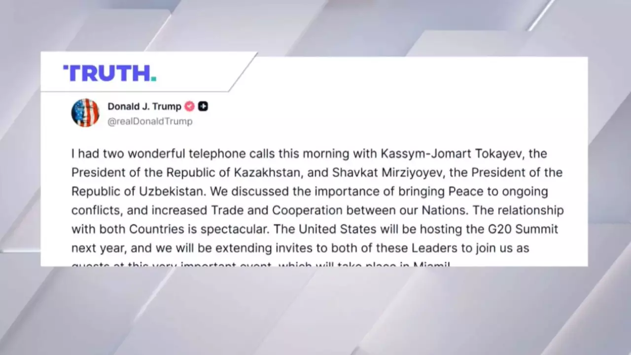 Трамп пригласил Токаева на саммит G20