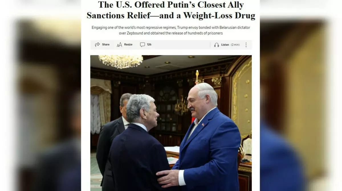 Лукашенко за водкой обсудил с посланником Трампа освобождение политзаключённых и препараты для похудения