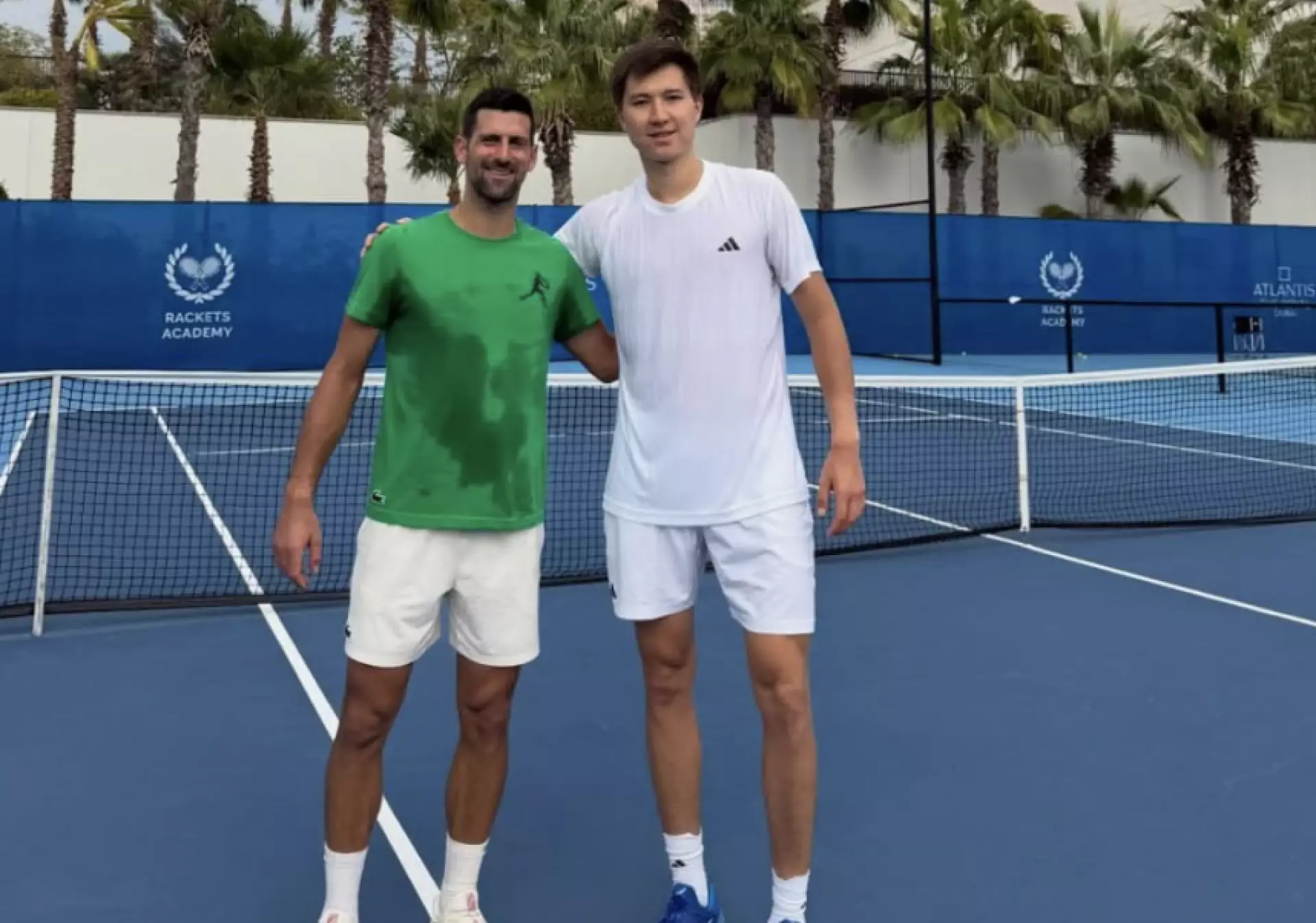 Теннисисты сборной Казахстана провели тренировку с Новаком Джоковичем