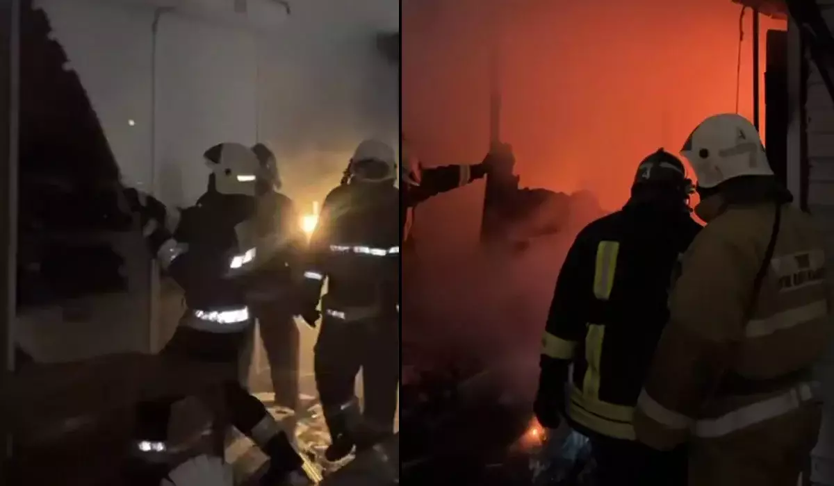 Крупный пожар произошел на рынке в Атырау (ВИДЕО)