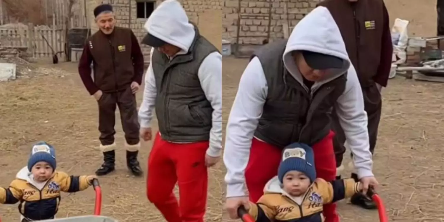 «Баланы осылай еркелету керек»: Сәкен Майғазиевтің ауылдағы жылы сәті жұртты елжіретті