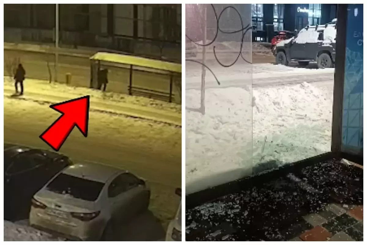 Астанада ер адам аялдамадағы шыныны теуіп сындырған (ВИДЕО)