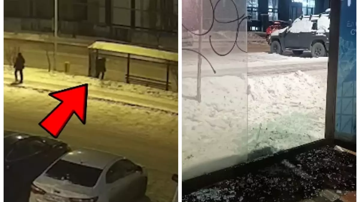 Астанада ер адам аялдамадағы шыныны теуіп сындырған (ВИДЕО)