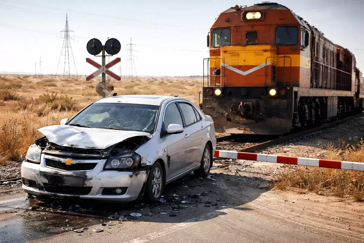 В Актау автоледи столкнулась с тепловозом на железнодорожном переезде - новости на Lada.kz 02.01.2026