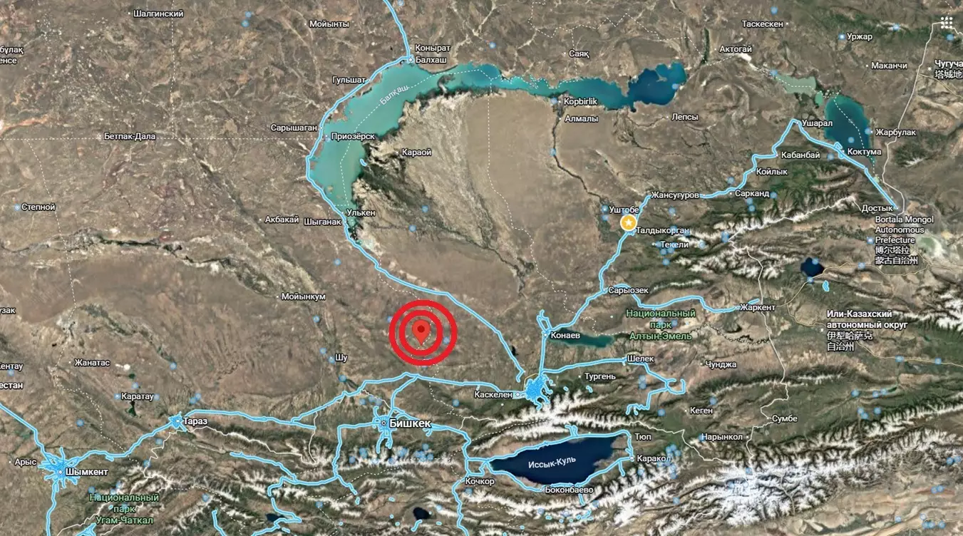 Землетрясение магнитудой 3,7 произошло в Жамбылской области