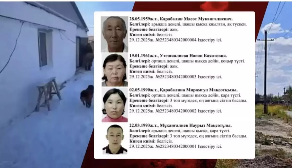 Мәйіттер табылған: Атырау облысында жоғалып кеткен отбасыға қатысты жаңа дерек жарияланды