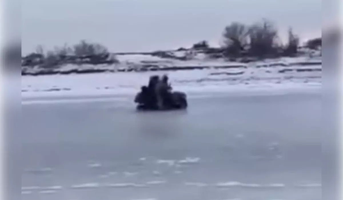 Жайық өзенінде инспекторлар квадроциклімен бірге мұз астына құлап кетті (ВИДЕО)