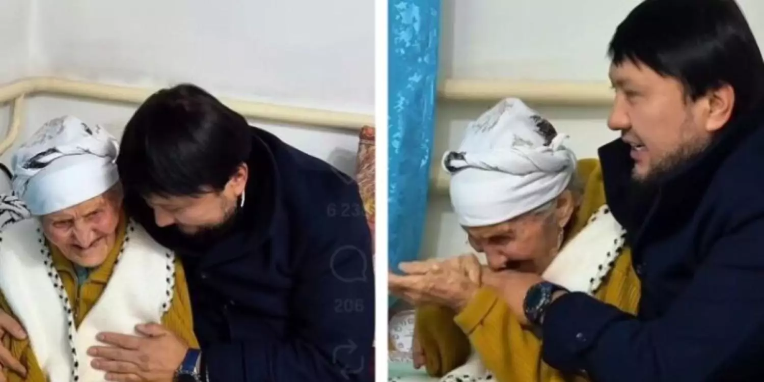 «Аузыма шайнап нан салған»: Мұхамеджан Тазабек 87 жастағы әжесімен жүздесті