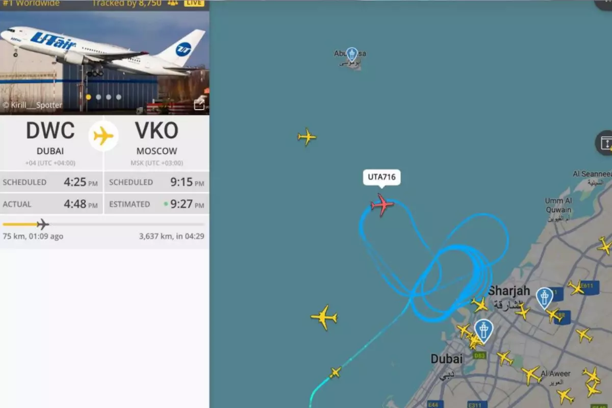 Рейс Utair Дубай — Москва, подавший сигнал бедствия, благополучно вернулся в аэропорт вылета