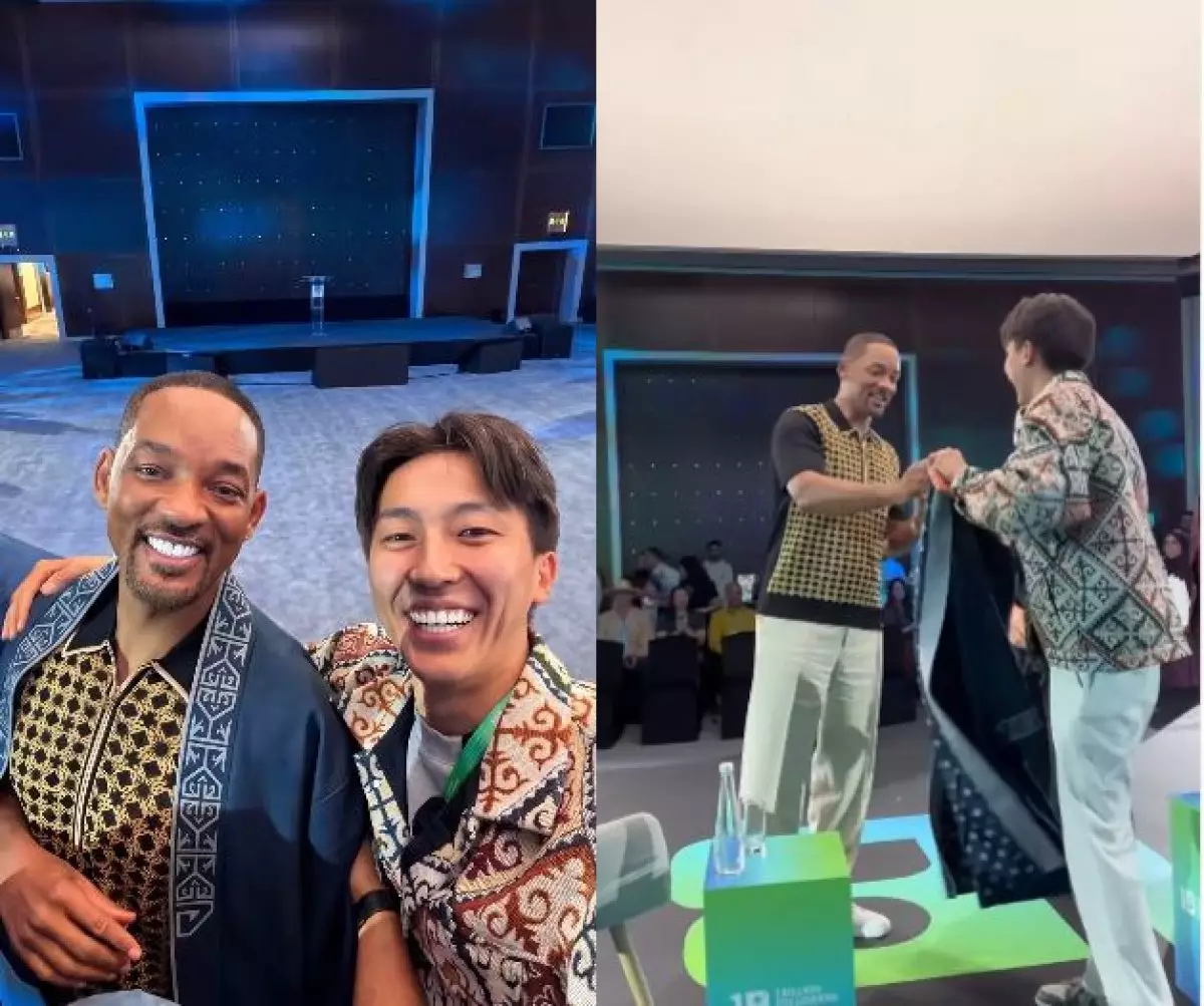 Уилл Смит получил в подарок казахский чапан (ВИДЕО)