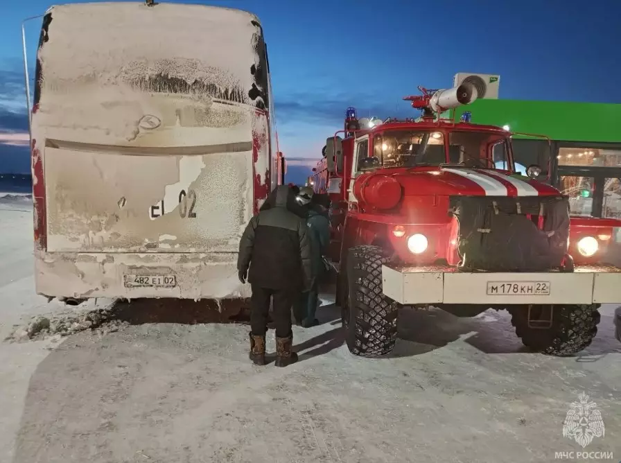 Пассажирский автобус из Казахстана в Новосибирск сломался на трассе в сильный мороз.
