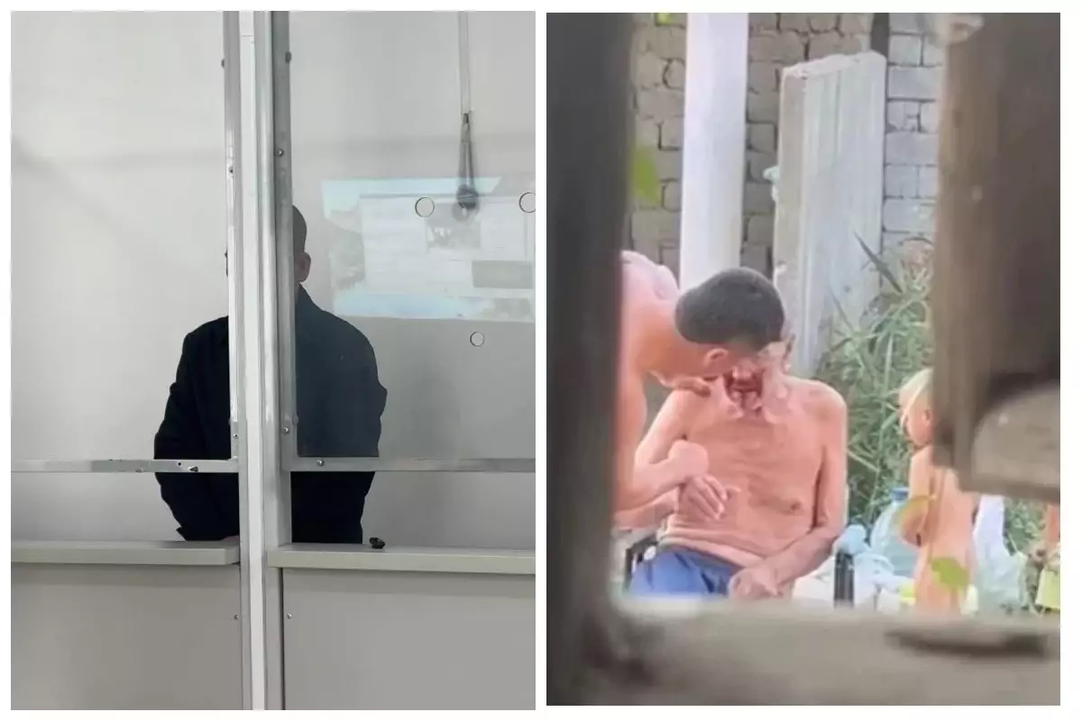 "Бәрінен кешірім сұраймын": Түркістан облысында әкесін өлімші етіп ұрды деп айыпталған ер адам сотта көз жасқа ерік берді