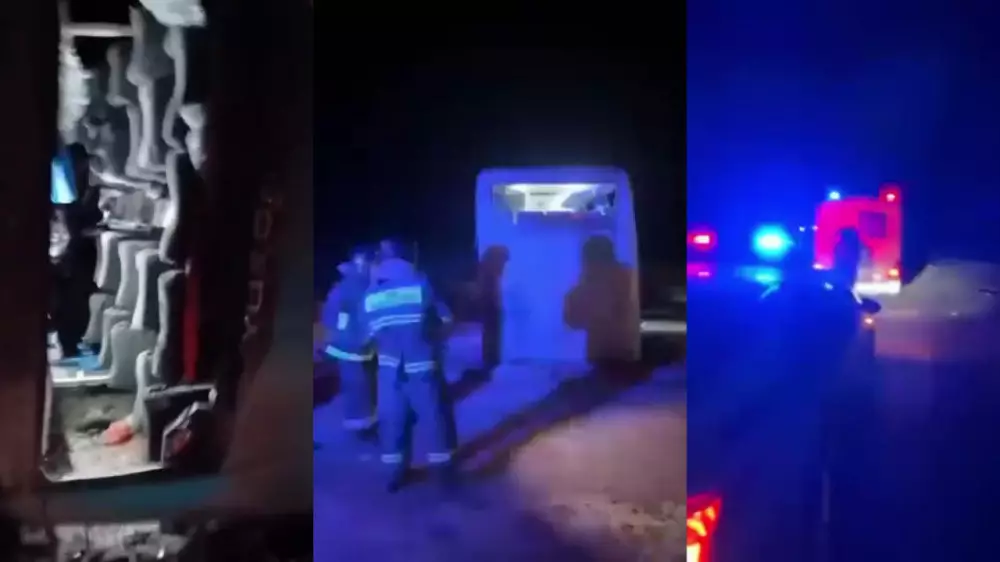 Появилось видео с места страшного ДТП с автобусом в Мангистау