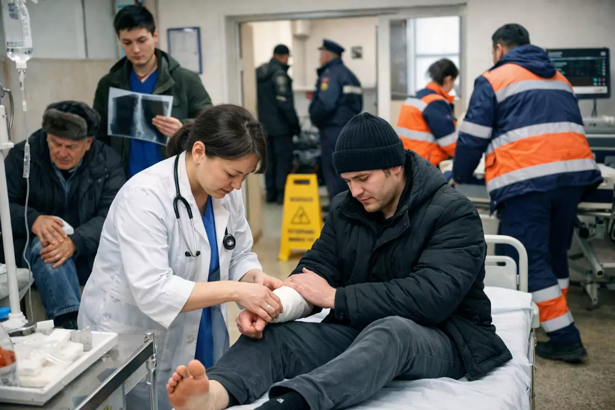 Гололёд отправил 16 жителей Кульсары в больницу