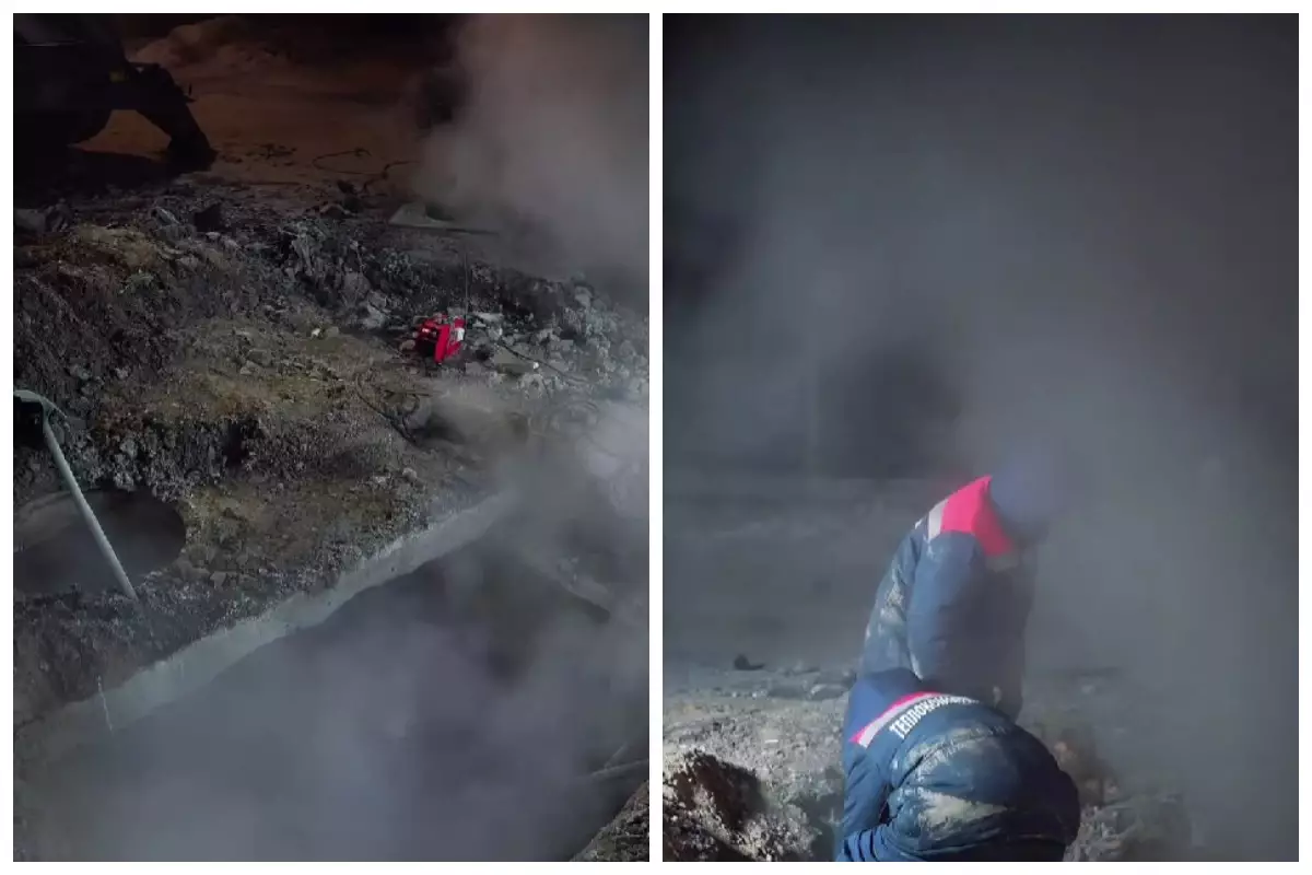 Семейдің орталығында құбыр жарылып, тұрғындар түнді жылусыз өткізді (видео)