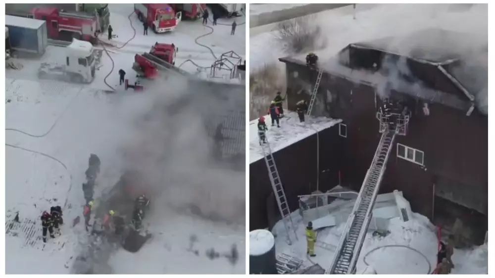 В Петропавловске загорелся мельничный комплекс