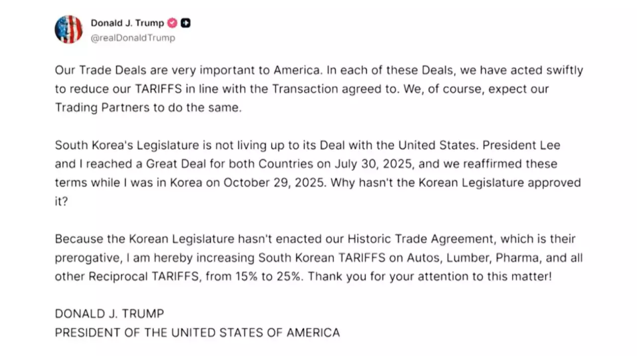 АҚШ Оңтүстік Кореяға салықты көтереді