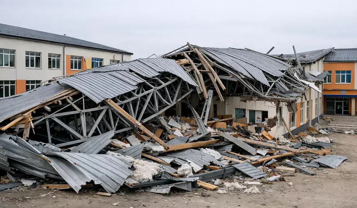 Қостанай облысында 2,2 млрд теңгеге салынған мектептің шатыры қирап қалды