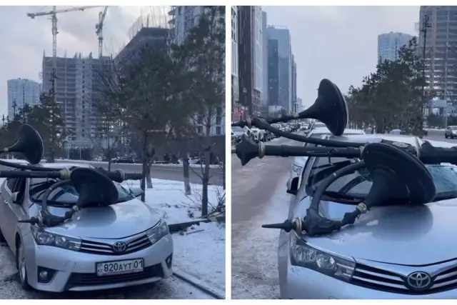 Астанадағы маңызды көшелердің бірінде көлікке жарық бағанасы құлаған (ВИДЕО)