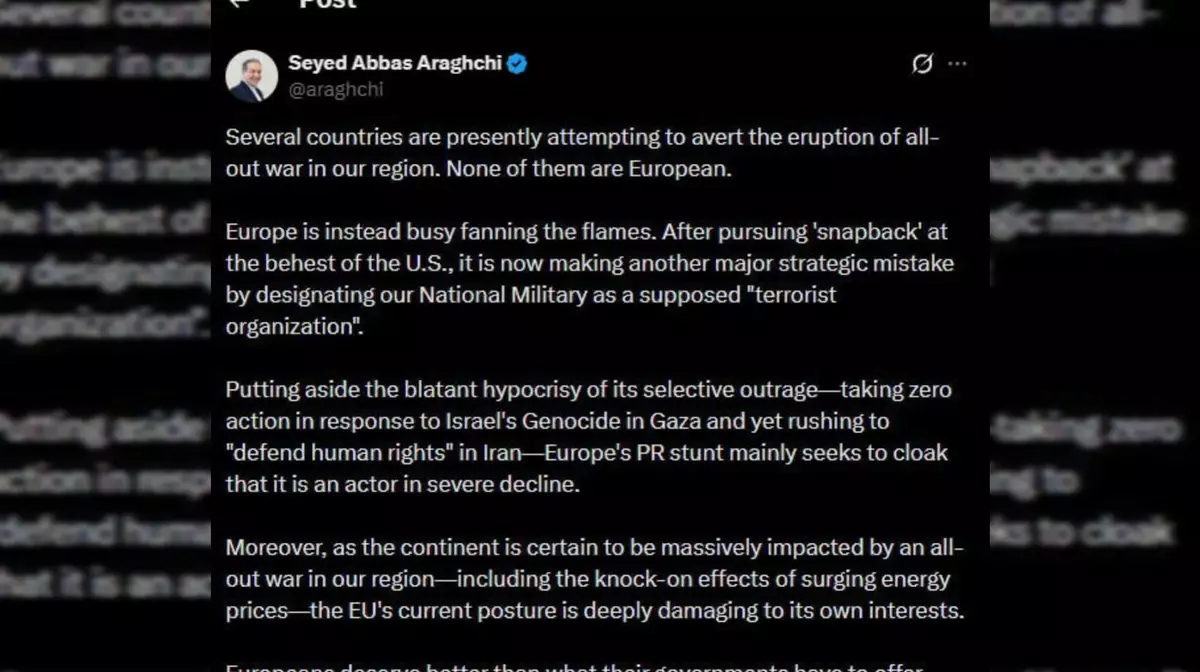 Глава МИД Ирана обвинил Европу в разжигании конфликта на Ближнем Востоке