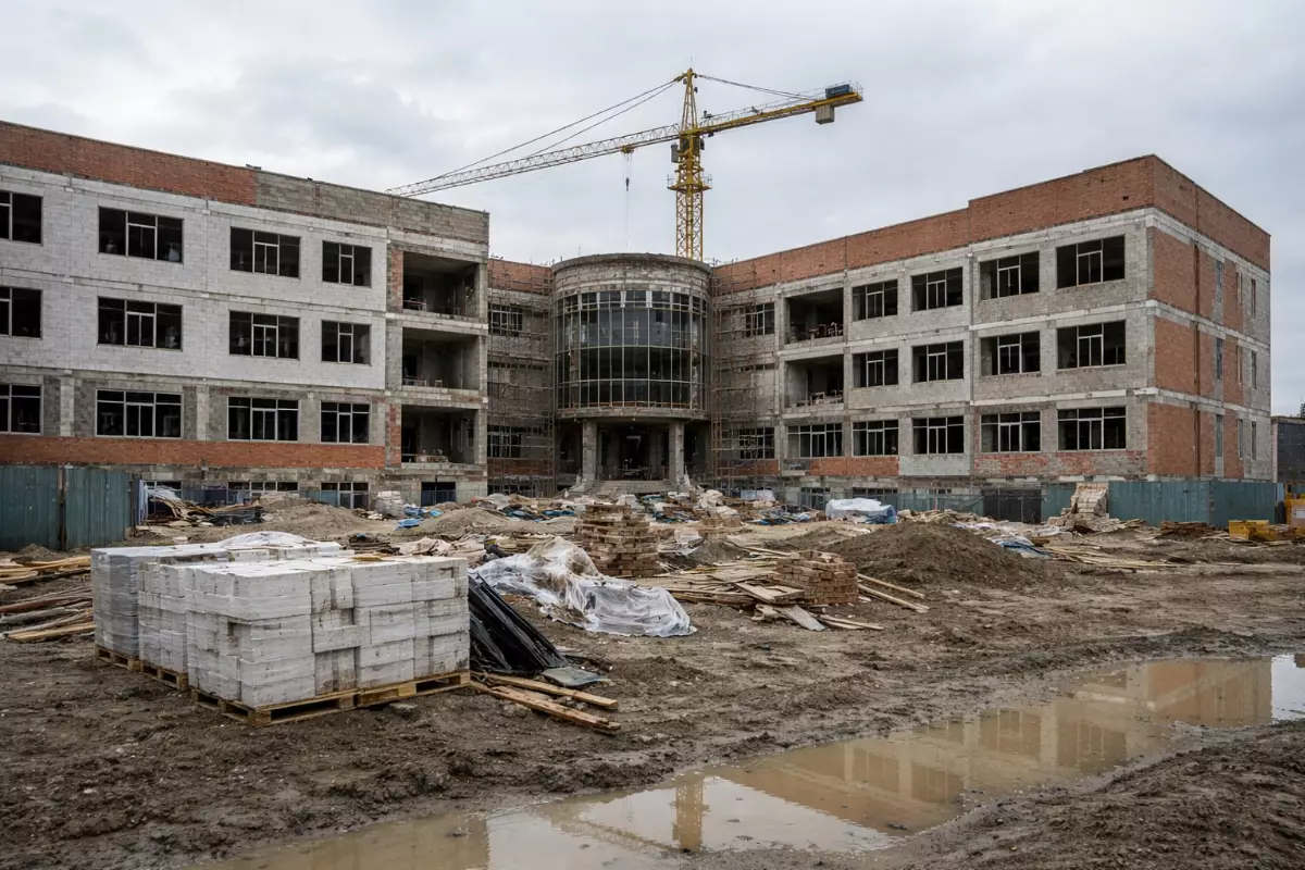 В Индере четвертый год не могут достроить школу с интернатом